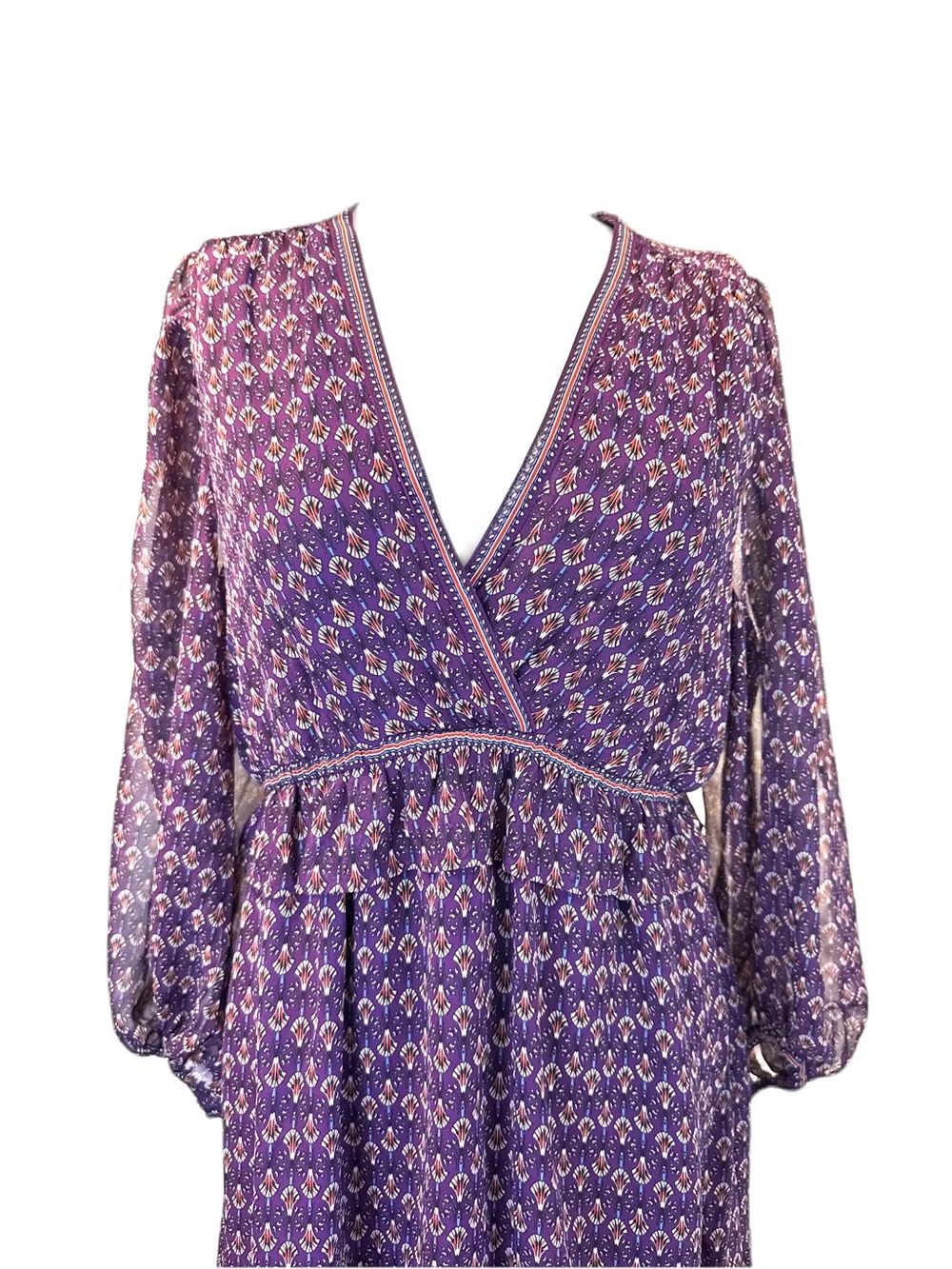 NWOT Max Studio Purple Floral Fan Balloon Sleeve A-Line Dress MED never worn - Picture 8 of 16